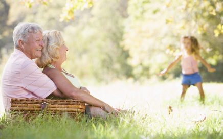 Retired couple in a field